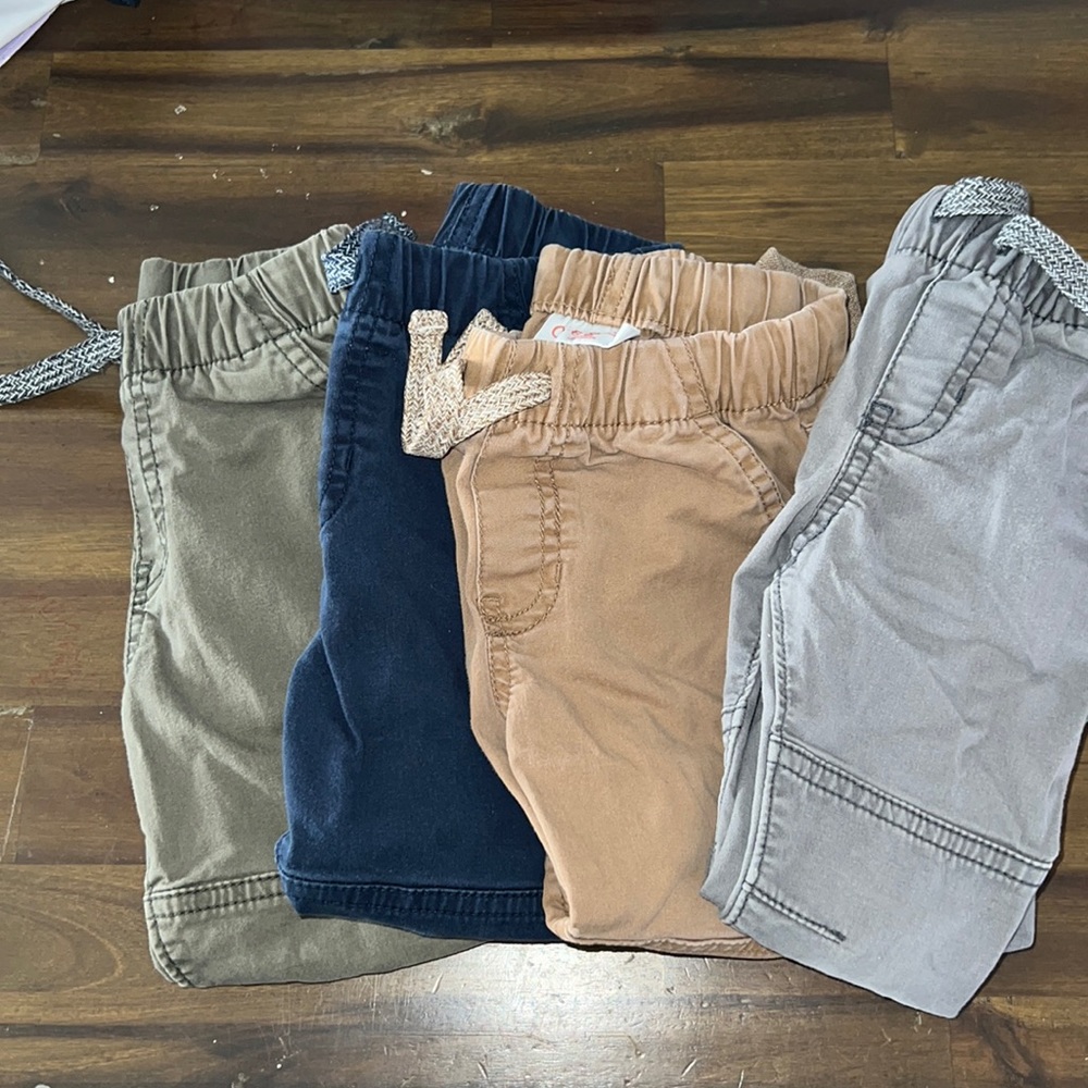 Toddler joggers size 3T set of 4 olive, navy, tan, grey